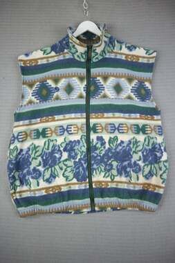Vintage 90s In The Zone Southwestern Floral Fleece Vest Zip Up Multi XXL